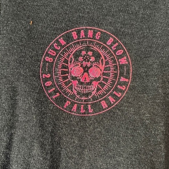 Bike Week 2017 Suck‎ Bang Blow Fall Motorcycle Rally Black Pink Skull Hoodie XL - Picture 4 of 8